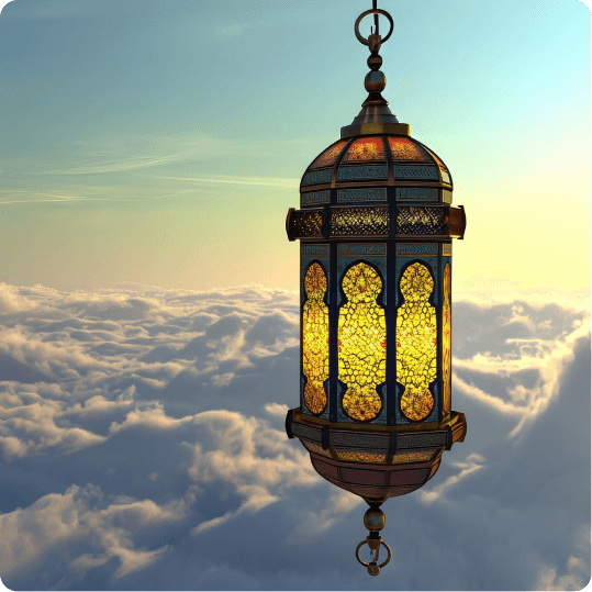 Islamic lantern in clouds